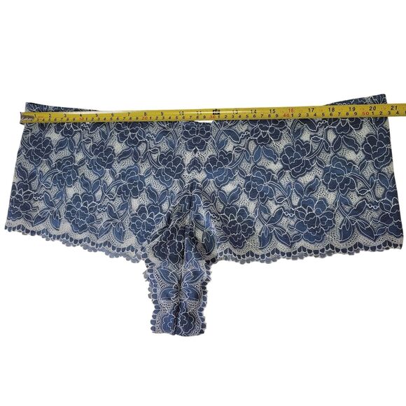 Cacique Women's Blue Floral Lace Cheeky Short Panty Plus Stretch Fit Size 26/28 - Picture 8 of 9